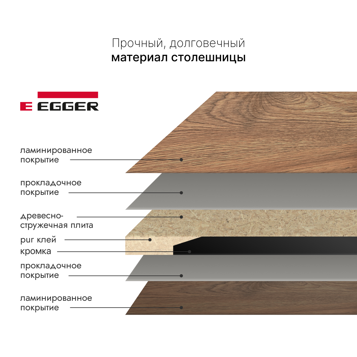Столешница ЛДСП LuxAlto H3154 ST36, цвет дуб коричневый, 1400*700*25 мм