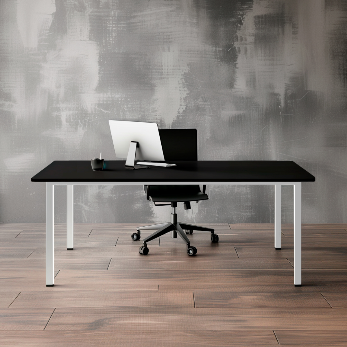 Стол офисный ST45 белый/ЛДСП черный, 180x80