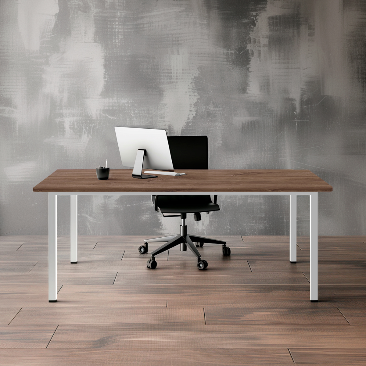 Стол офисный ST45 белый/ЛДСП коричневый дуб, 160x70