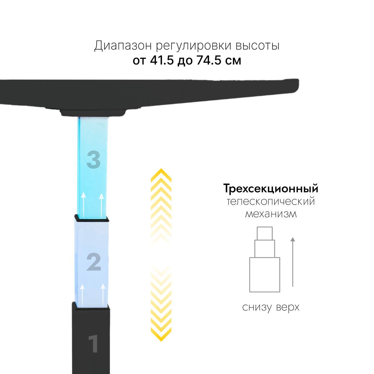 Стол с регулировкой высоты 2A3LA LOW-Accu с аккумулятором  черный/ЛДСП черный 180х80