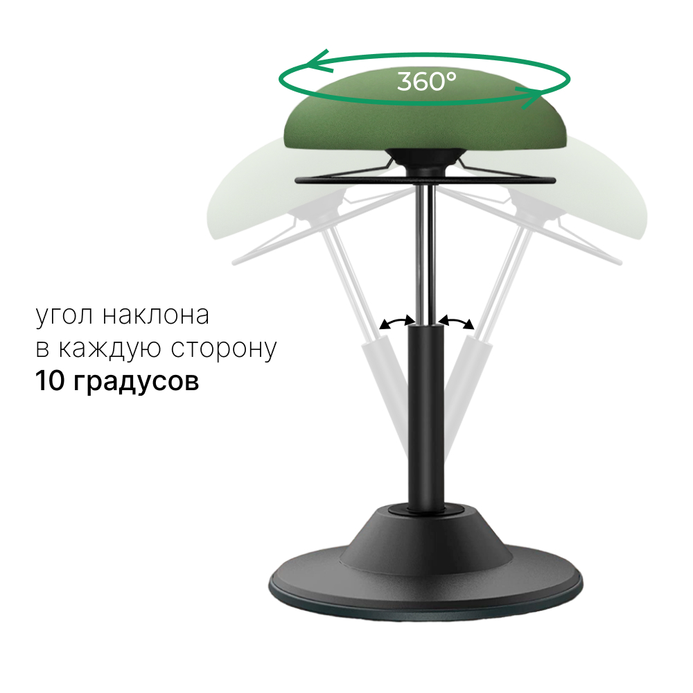 Стул динамический для работы сидя или стоя LuxAlto R05-G, зеленый