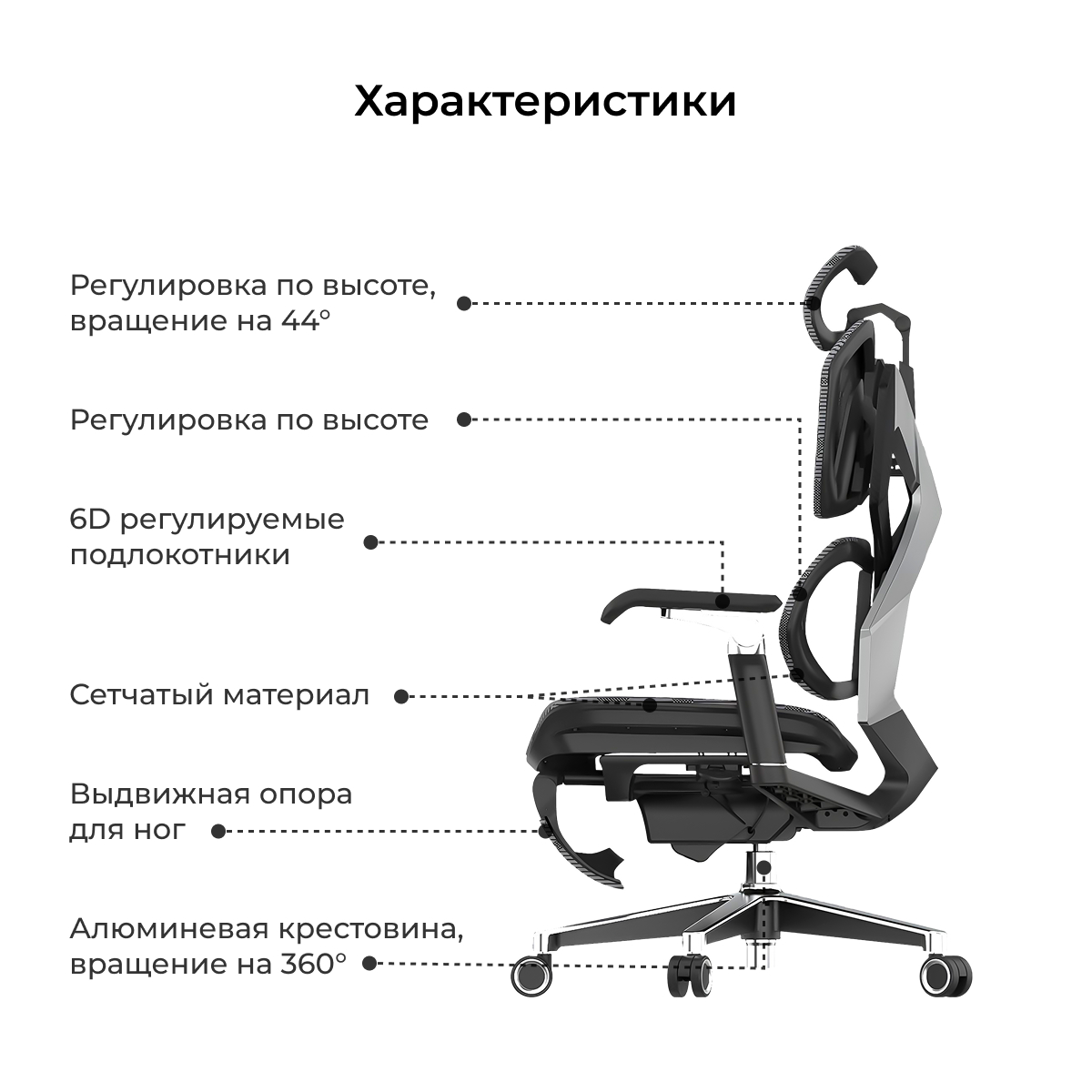 Кресло игровое LuxAlto X5 PRO-301 с подставкой для ног, Черное