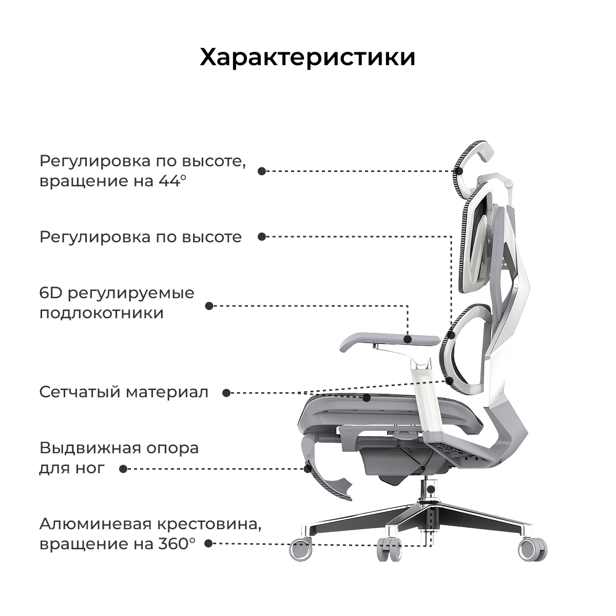 Кресло игровое LuxAlto X5 PRO-301 с подставкой для ног, Серое