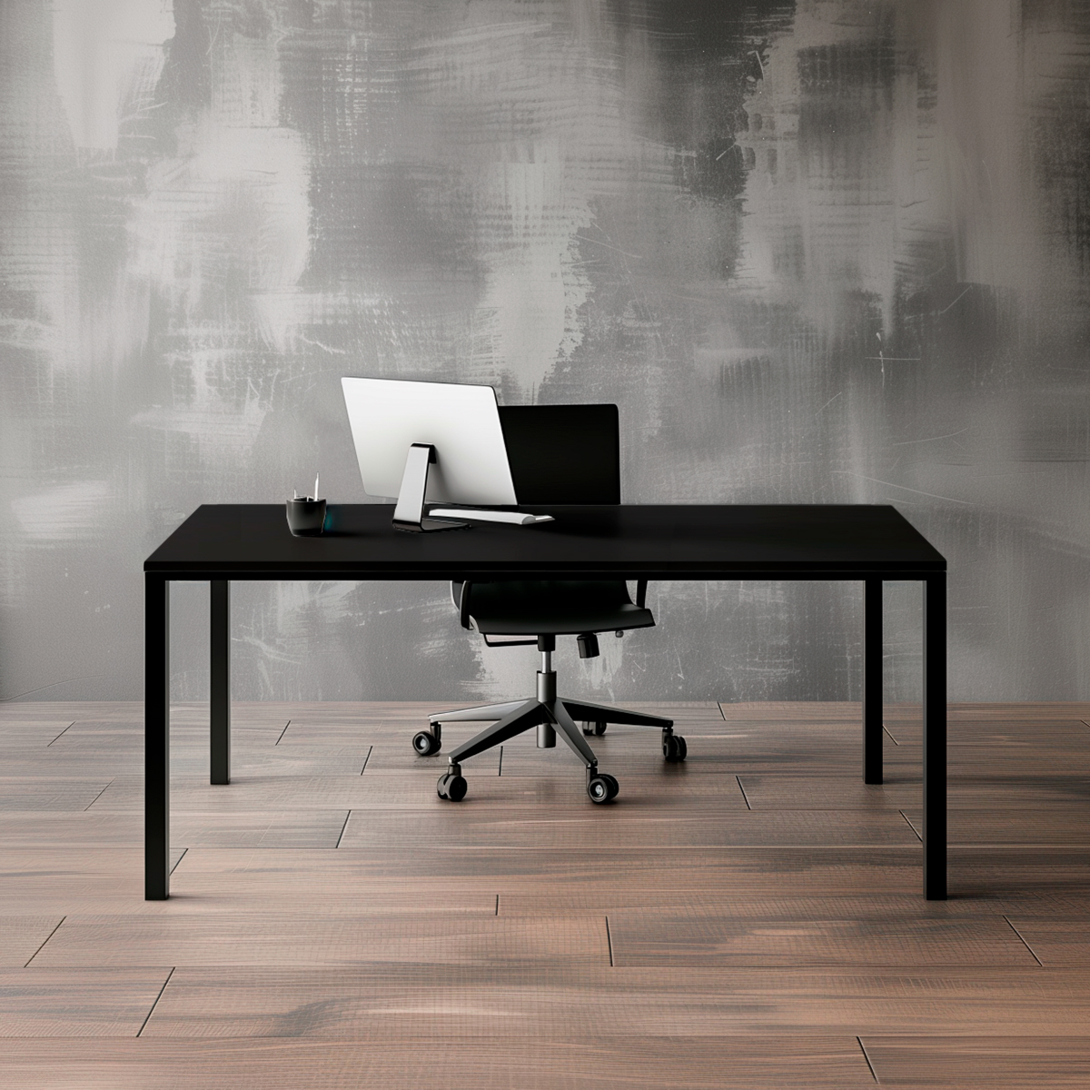 Стол офисный ST45 черный/ЛДСП черный, 140x80