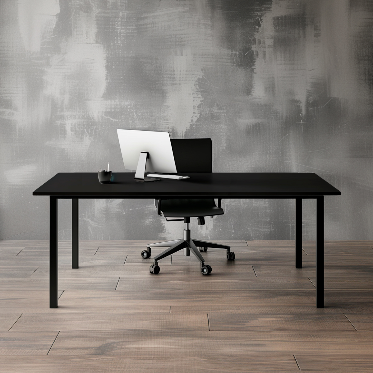 Стол офисный ST45 черный/ЛДСП черный, 180x80