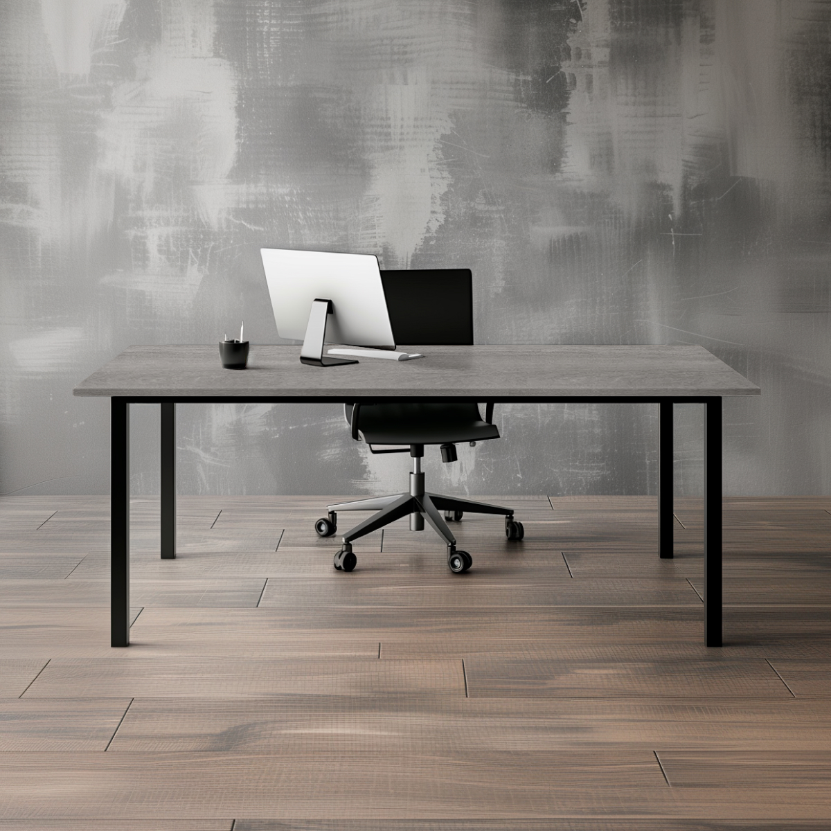 Стол офисный ST45 черный/ЛДСП дуб бежево-серый , 160x70