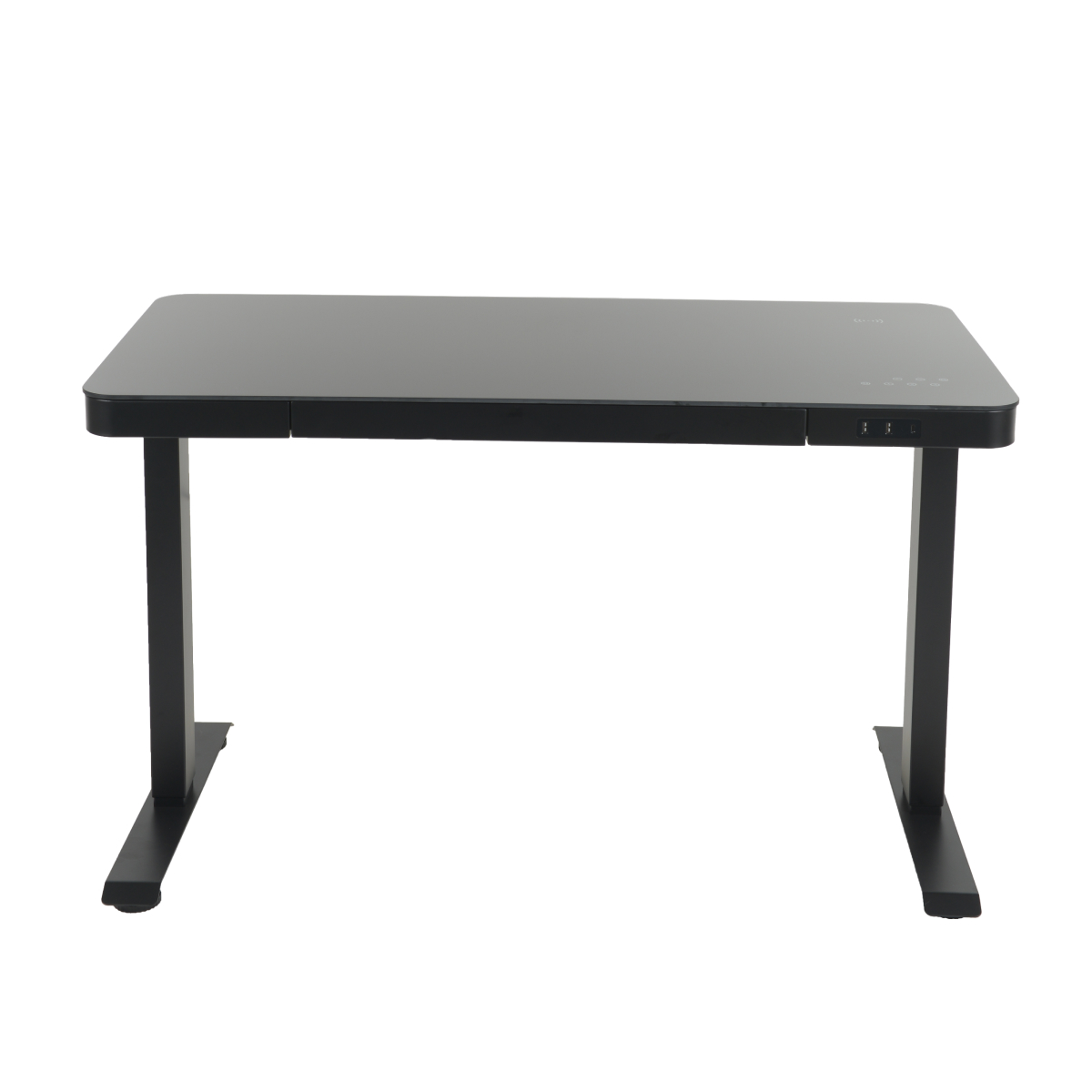 Стол с регулировкой высоты E4A с ящиком черный/Стекло черное, 120x60