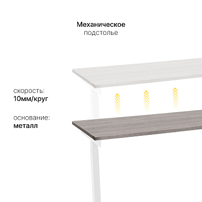 Стол с регулировкой высоты M1 белый/ЛДСП дуб бежево-серый, 160x70