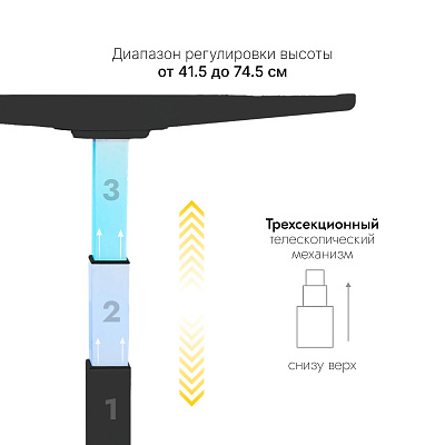 Стол с регулировкой высоты 2A3LA LOW-Accu с аккумулятором  черный/ЛДСП черный 180х80