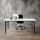 Стол офисный ST45 черный/ЛДСП белый, 160x70