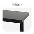 Стол с регулировкой высоты E4A с ящиком черный/Стекло черное, 120x60